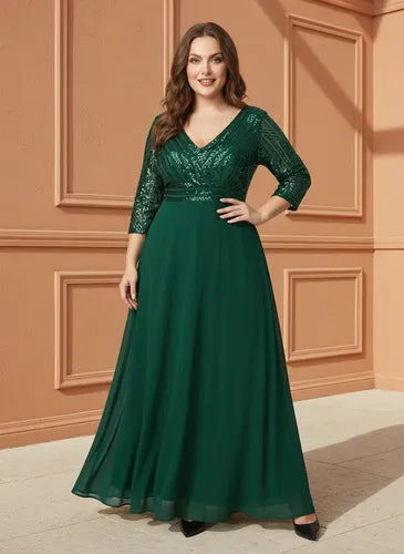 Vestido evasé largo al tobillo talla grande