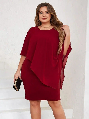 Vestido Fiesta Talla Grande Manga Capa Vg 132