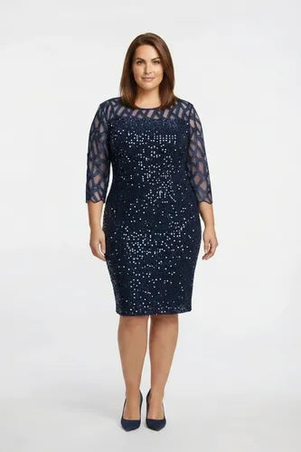 Vestido midi multicolor lentejuelas talla grande