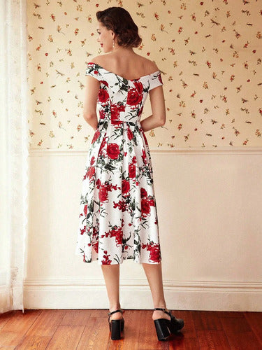 Vestido Vintage Pin Up, Swing Y Años 50, Rockabilly Va 147 Blanco S