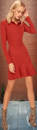 Vestido Corto Casual Manga Larga Coctel, Calidad Td 11 Marrón 40
