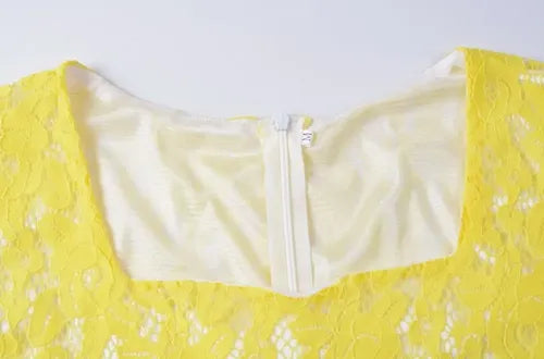 Vestido Encaje Manga 3/4 Amarillo Ve 23