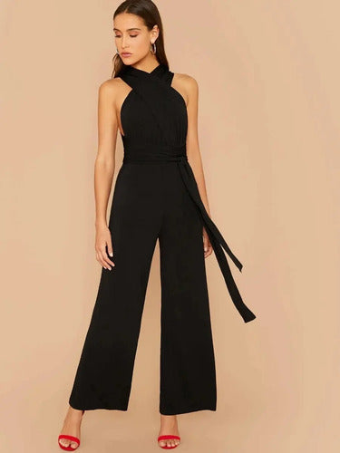 Entero Jumpsuit Mono Negro Fiesta Multi Manera Uso El 53