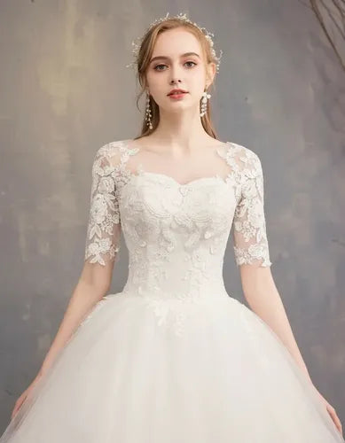 Vestido De Novia Marfil Ivory Princesa Manga Ne 17