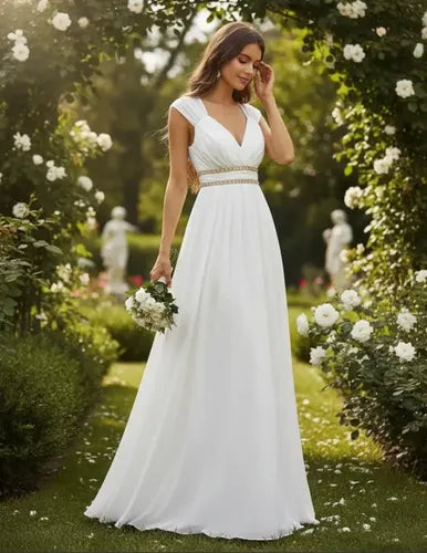 Vestidos Fiesta Gasa Novia Gala Espalda Descubierta Ep 67c Blanco 6