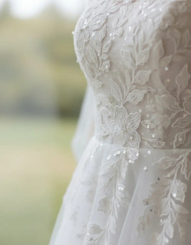 Vestido De Novia Floral Lentejuelas Nf 08