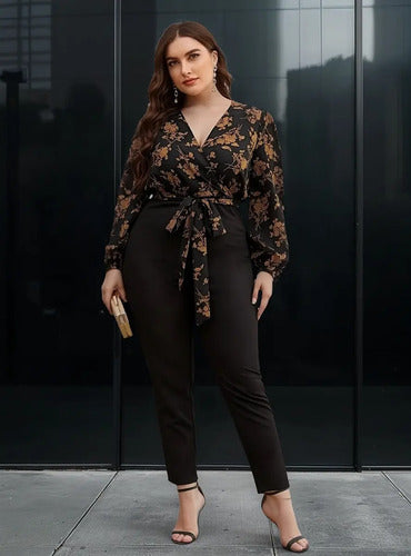 Entero Jumpsuit Mono Manga Larga Talla Grande El 57g
