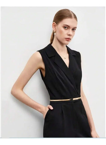 Entero Jumpsuit Mono Cuello Con Solapa Sin Cinturón El 203