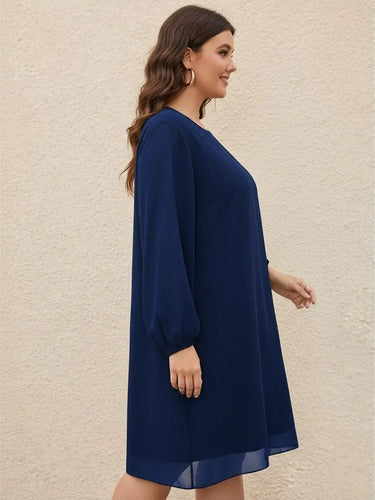 Vestido Fiesta Talla Grande Túnica Manga Larga Vg 129