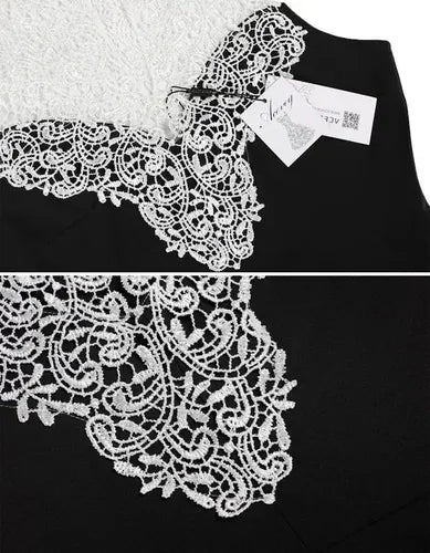 Vestido Negro Encaje Blanco Va 66