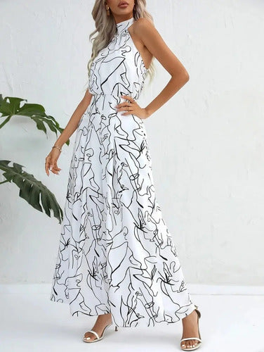 Entero Jumpsuit Mono Estampado Halter Fiesta Bolsillo El 198