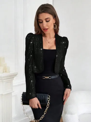 Blazer Lentejuela Parte Delantera Abierta Bb 40