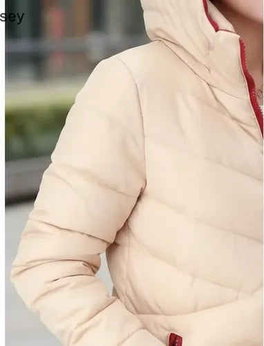 Parka Color Crema Larga Mujer Crema S