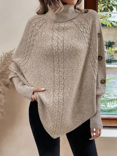 Ruana Poncho Tejido Chal De Punto Tapado Mujer Bb 32