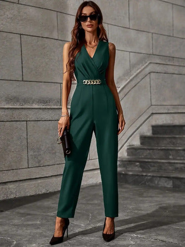 Entero Jumpsuit Mono Negro Fiesta Cadena El 123