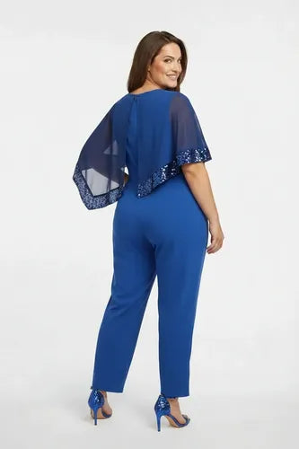 Mono talla grande azul y negro manga murciélago