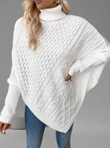 Ruana Poncho Tejido Chal De Punto Tapado Mujer Bb 32