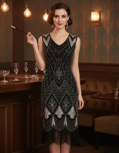 Vestido Años 20 Lentejuelas Midi Va 616
