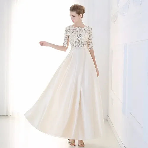 Vestido Fiesta Dama De Honor Ns 02 Crema 6