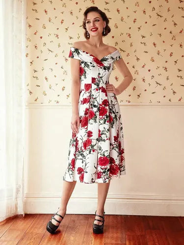 Vestido Vintage Pin Up, Swing Y Años 50, Rockabilly Va 147 Blanco S