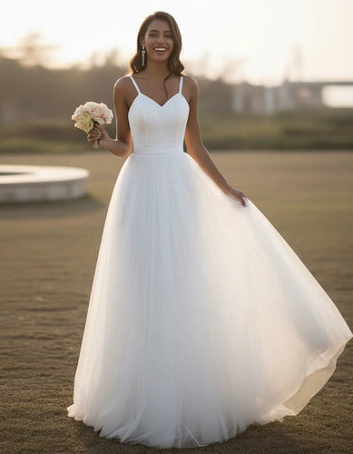 Vestido De Novia Playa Encaje Y Tul Ns 03