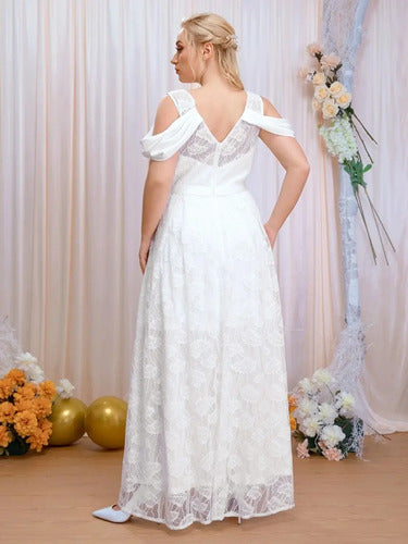 Vestido Novia Encaje Hombros Descubiertos Talla Grande Ns 17