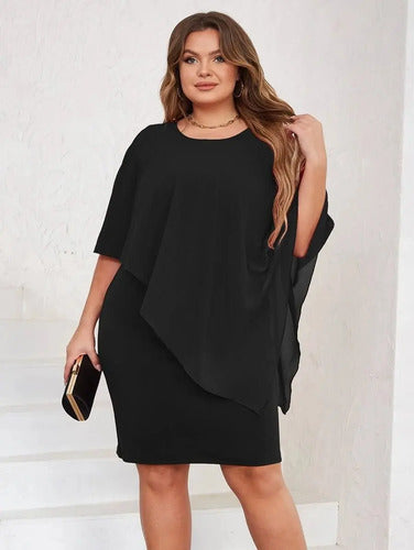 Vestido Fiesta Talla Grande Manga Capa Vg 132
