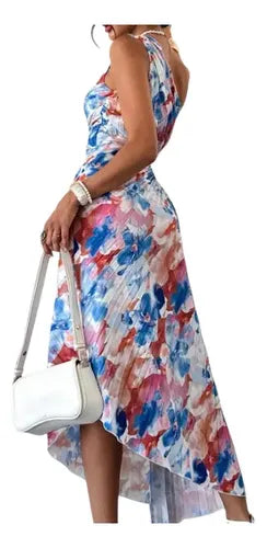 Vestido Plisado Escote Cruzado Sin Mangas Va 516