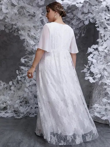 Vestido Novia Largo Manga Encaje Talla Grande Ns 10