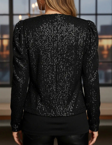 Bolero Blazer Tapado Fiesta Lentejuelas Abierto Bb 01