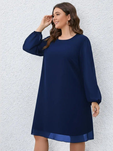 Vestido Fiesta Talla Grande Túnica Manga Larga Vg 129