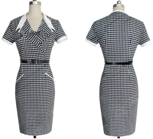 Vestido Negro Blanco Formal Ajustado Va 101 Blanco L