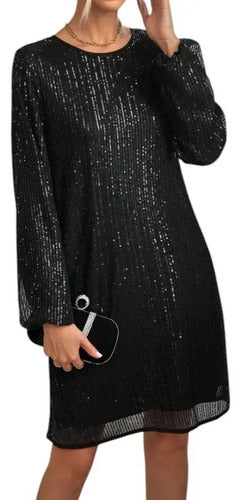 Vestido Negro Fiesta Lentejuelas