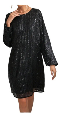 Vestido Negro Fiesta Lentejuelas