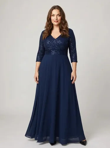Vestido evasé largo al tobillo talla grande