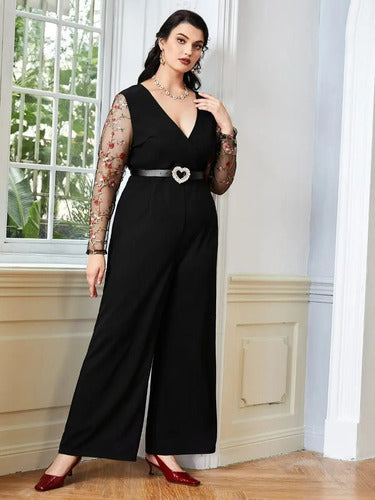 Entero Jumpsuit Talla Grande Sin Cinturón Vg 119 Negro 3xl
