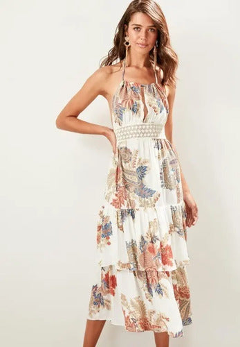 Vestido De Playa Con Espalda Descubierta Td 34 Blanco 40
