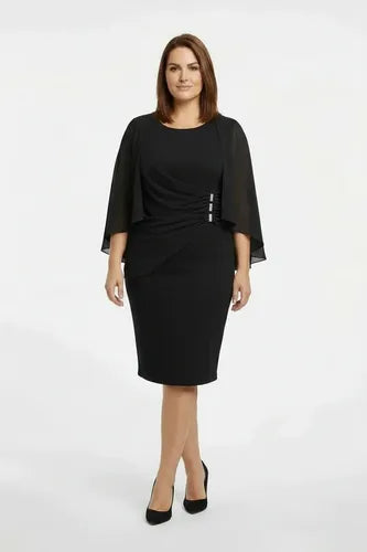 Vestido midi manga capa talla grande