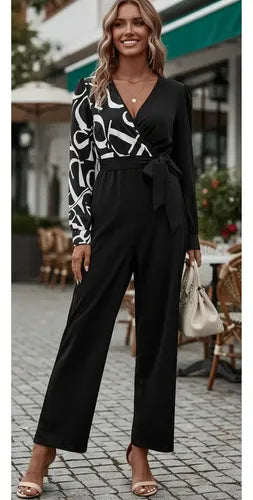Entero Jumpsuit Mono Manga Larga Fiesta  El 130 Negro S