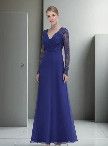 Vestido Fiesta Manga Larga Gasa  Ep 118