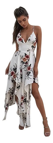 Vestido Maxi Largo Bohemio Playero Vd 65 Blanco S