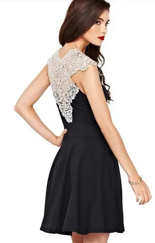 Vestido Negro Encaje Blanco Va 66