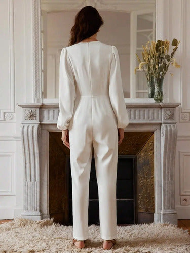 Entero Jumpsuit Mono Fiesta Novia Civil Enterito El 214 Blanco S