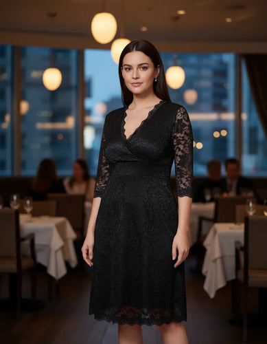 Vestido Grande Encaje Negro Vg 23