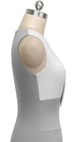 Vestido Formal Oficina Coctel Gris  Va 420