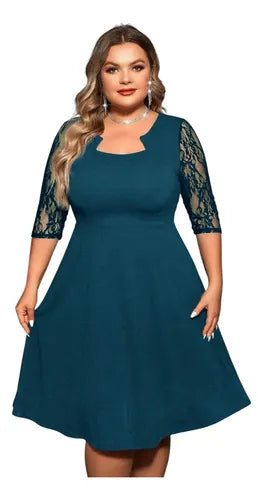Vestido Talla Grande Acampanado Vg 155