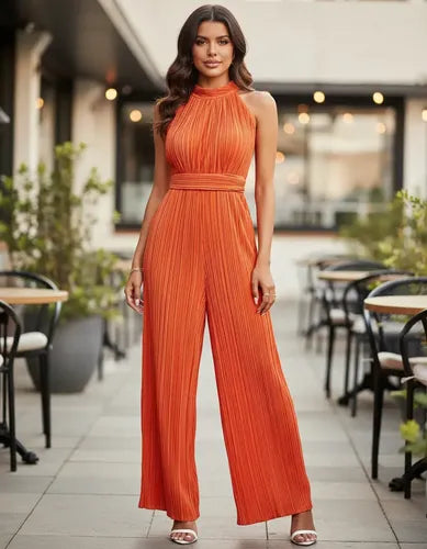 Entero Jumpsuit Mono Fiesta Cuello Halter Plisado El 205