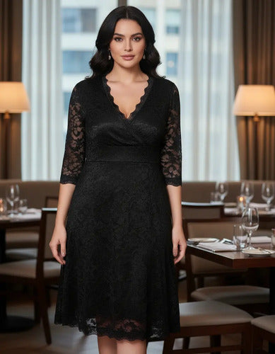 Vestido Grande Encaje Negro Vg 23