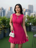 Vestido Corto Mujer Elegante Fiesta Delpilar Hq 01 Fucsia M