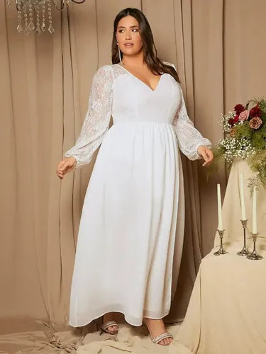 Vestido Novia Largo Blanco Talla Grande Ns 15